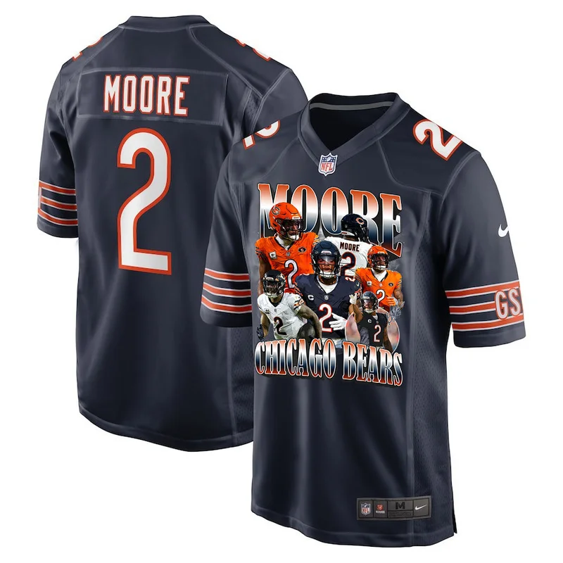 Moore 2 Signed Chicago Bears Jersey Moore Than A Feeling Game - Navy