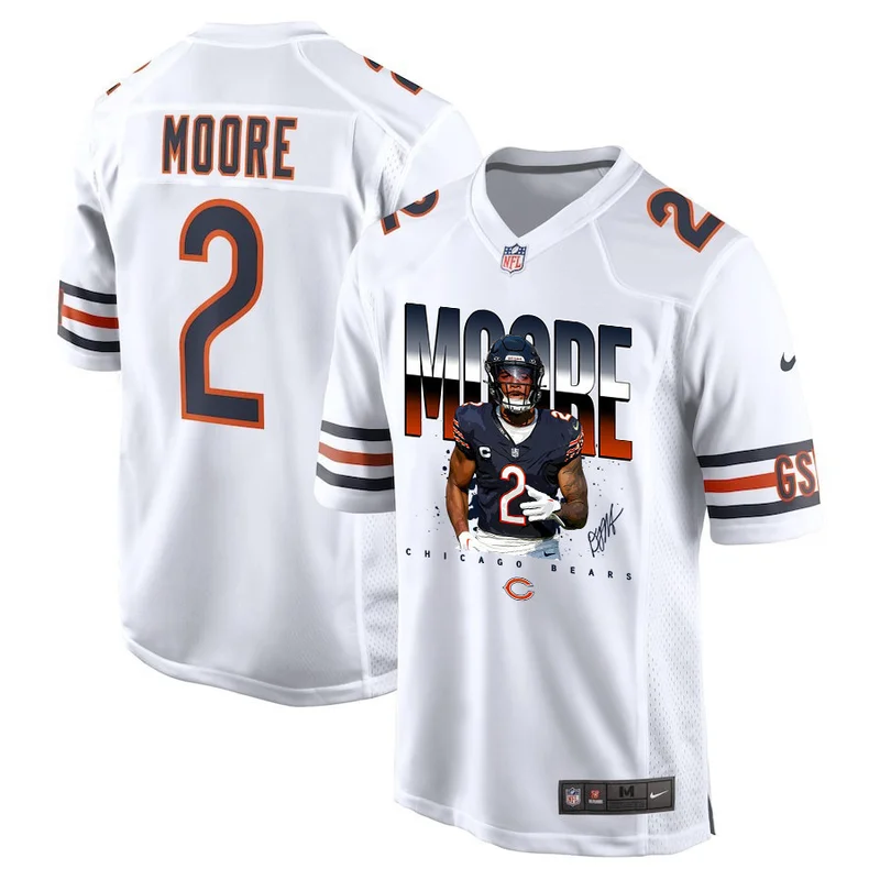 Moore 2 Signed Chicago Bears Jersey Moore Than A Feeling Game - Navy - Image 3