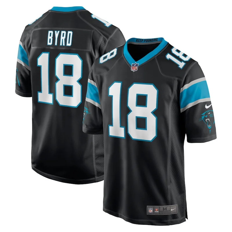 Damiere Byrd 18 Carolina Panthers Jersey Team Game - Black