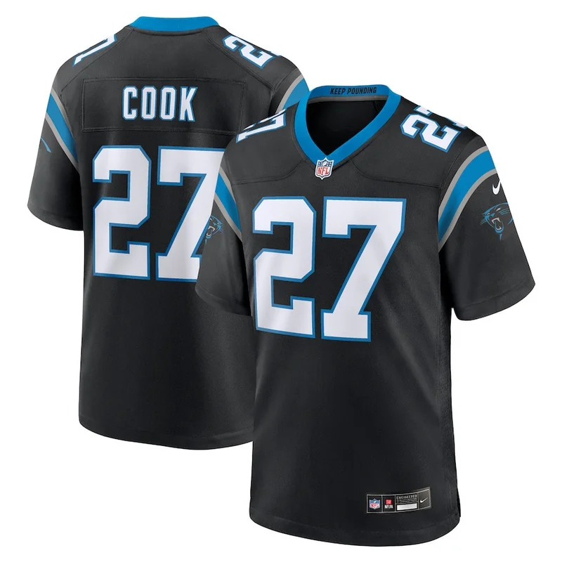 Alex Cook 27 Carolina Panthers Game Jersey - Black