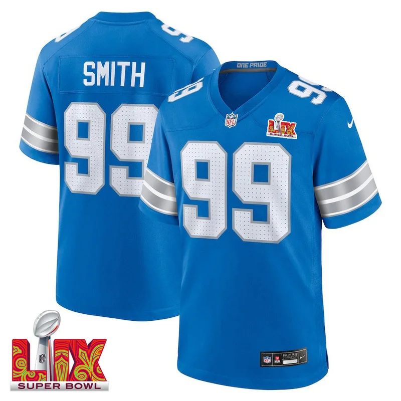 Za'Darius Smith #99 Detroit Lions Jersey Super Bowl LIX - - Blue
