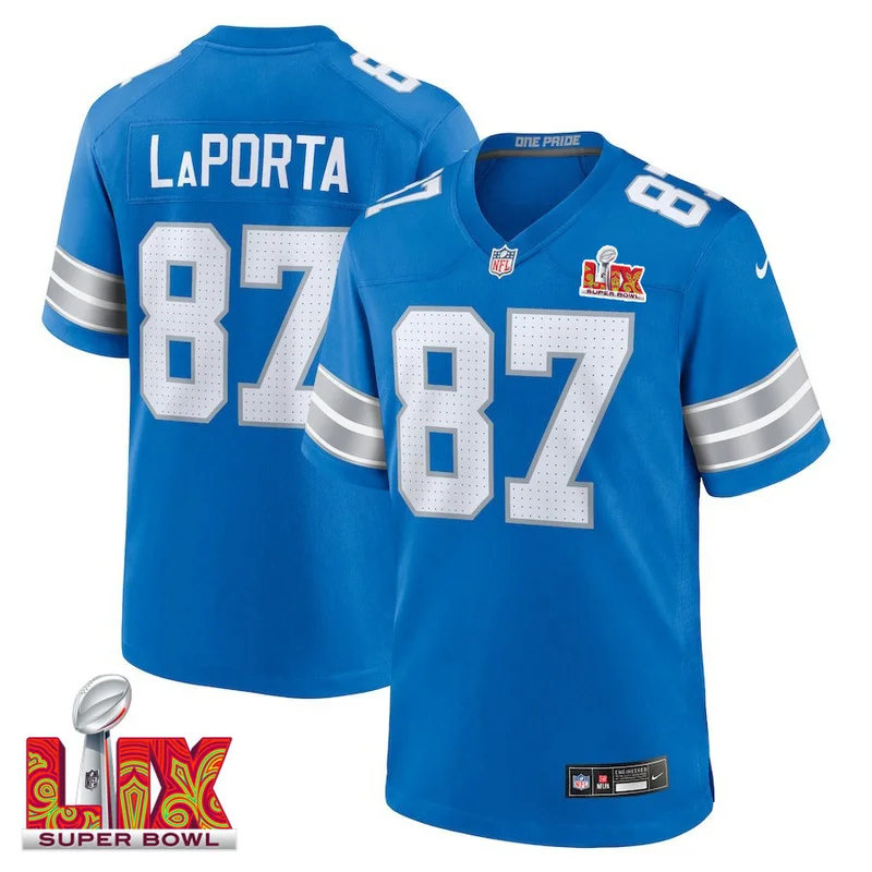 Penei Sewell 58 Detroit Lions Jersey Team Game - Blue - Image 4