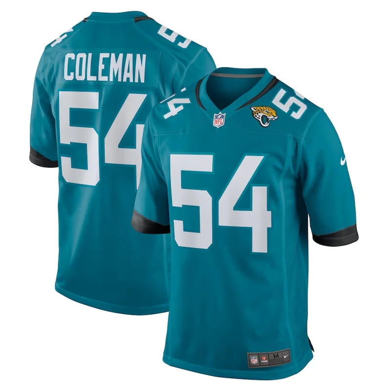 DJ Coleman 54 Jacksonville Jaguars Game Jersey - Teal