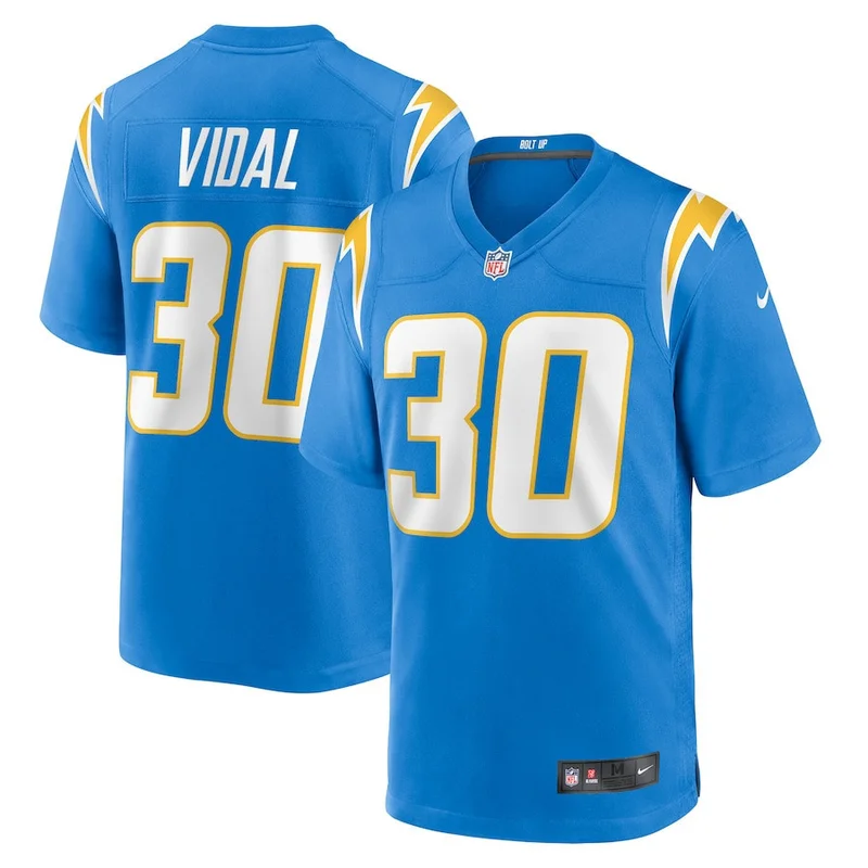Kimani Vidal 30 Los Angeles Chargers Jersey Team Game - Powder Blue