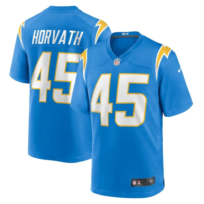 Zander Horvath 45 Los Angeles Chargers Game Jersey - Powder Blue