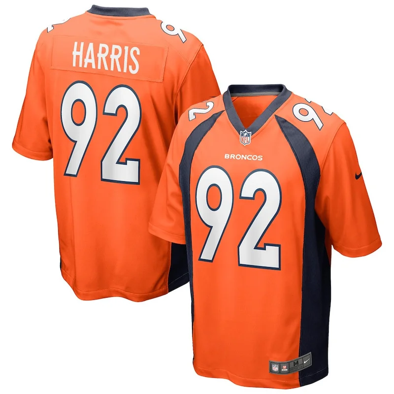 Jonathan Harris 92 Denver Broncos Game Jersey - Orange