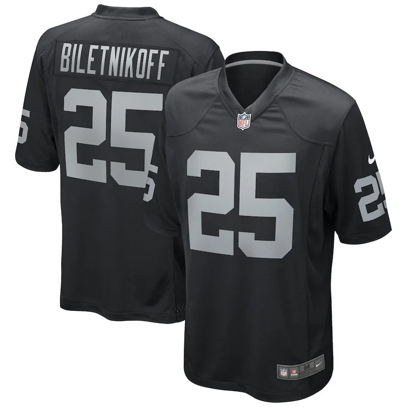 Fred Biletnikoff 25 Las Vegas Raiders Game Jersey Retired - Black