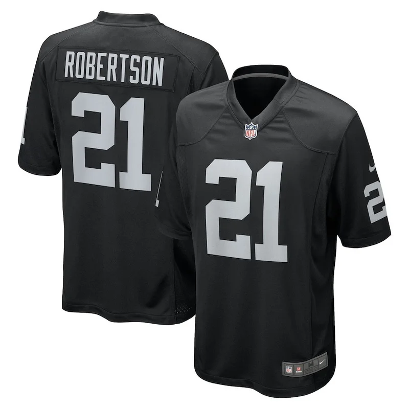 Amik Robertson 21 Las Vegas Raiders Jersey Team Game - Black