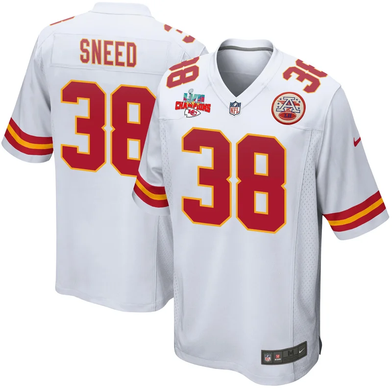 L'Jarius Sneed 38 Kansas City Chiefs Jersey Super Bowl LVII Champions 3 Stars Game - White