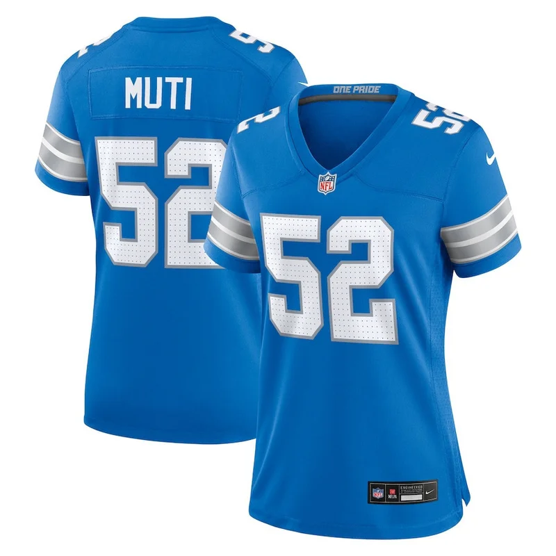 Netane Muti #52 Detroit Lions Jersey Super Bowl LIX - Blue - Image 2