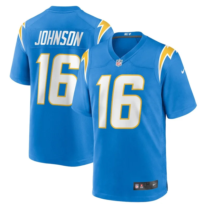 Tyler Johnson 16 Los Angeles Chargers Game Jersey - Powder Blue