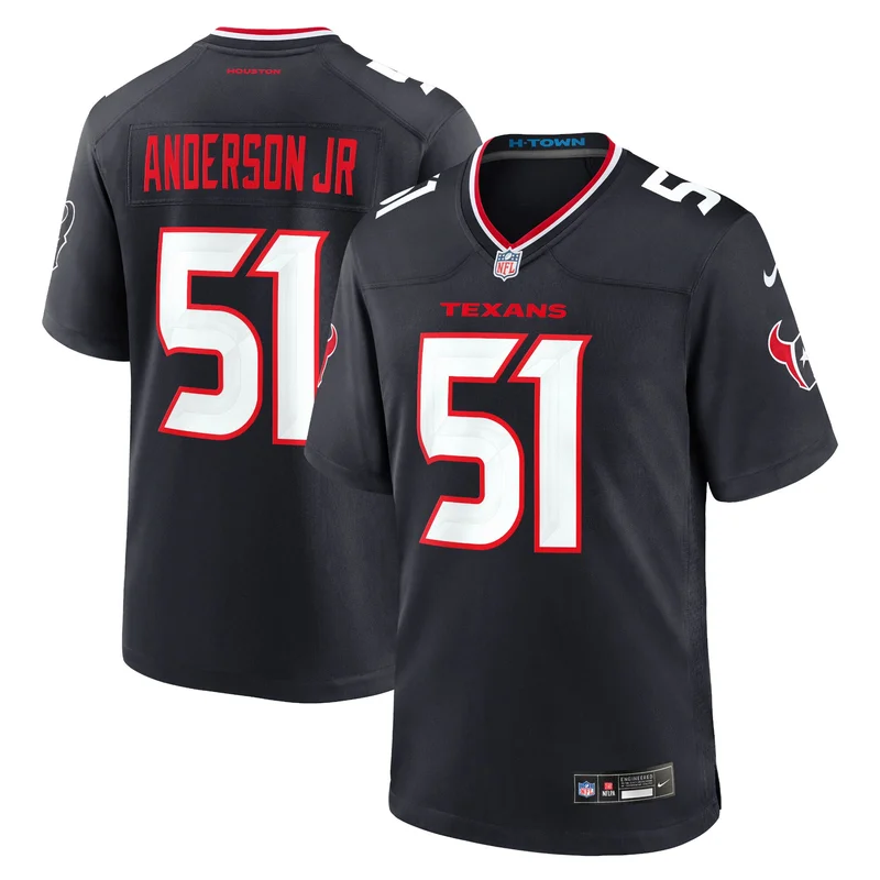 Bruce Hector 65 Houston Texans Game Jersey - Navy - Image 4