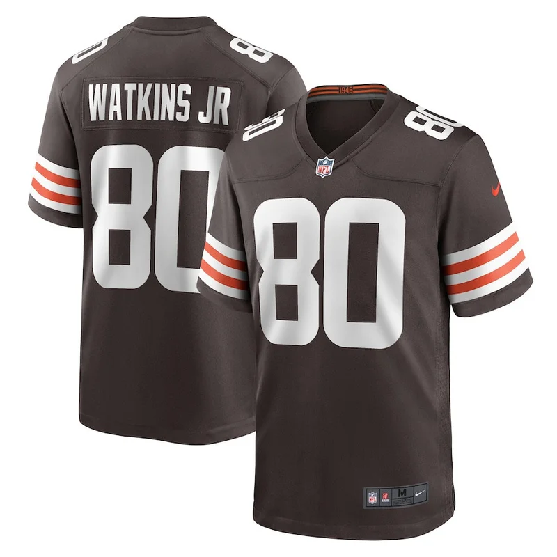 Austin Watkins Jr 80 Cleveland Browns Jersey Team Game - Brown