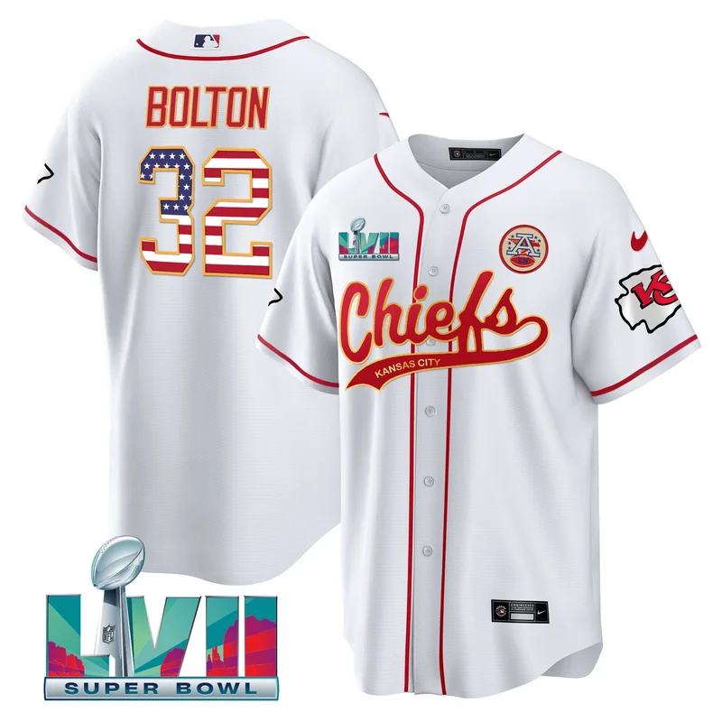 Nick Bolton 32 Kansas City Chiefs Jersey Super Bowl LVII Patch Flag - White