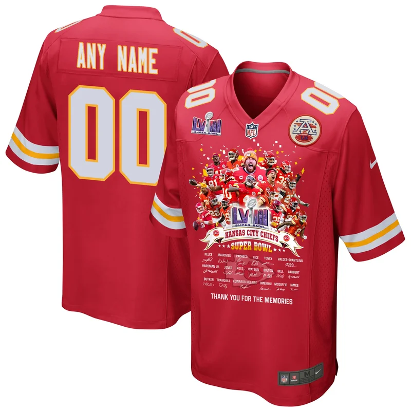Kansas City Chiefs Jersey Super Bowl LVIII Patch Game Custom - Red - Image 2