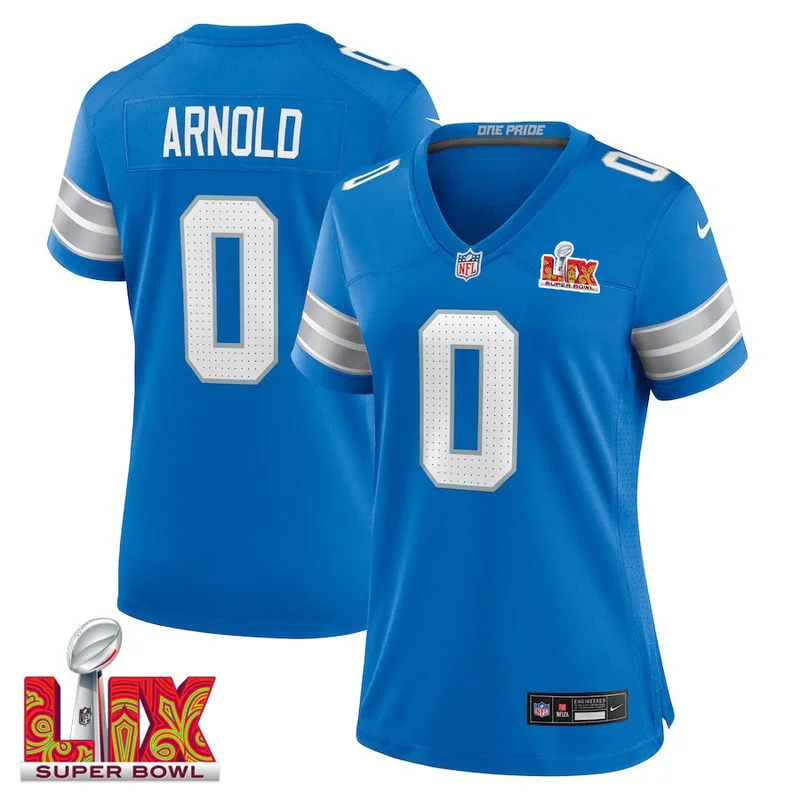 Terrion Arnold #0 Detroit Lions Jersey Super Bowl LIX - - Blue - Image 2