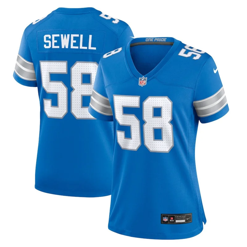 Penei Sewell 58 Detroit Lions Jersey Team Game - Blue