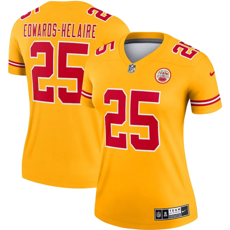 Clyde Edwards-Helaire 25 Kansas City Chiefs Jersey Inverted Legend - Gold