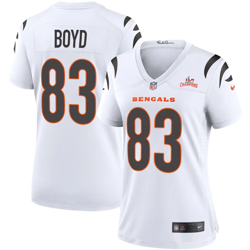 Super Bowl LVI Champions Cincinnati Bengals Jersey Tyler Boyd 83 White's