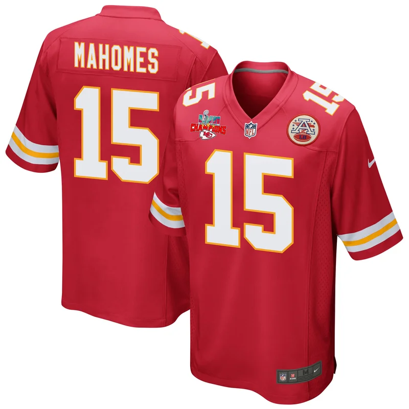 Patrick Mahomes 15 Kansas City Chiefs Jersey Super Bowl LVII Champions 3 Stars Game - Red