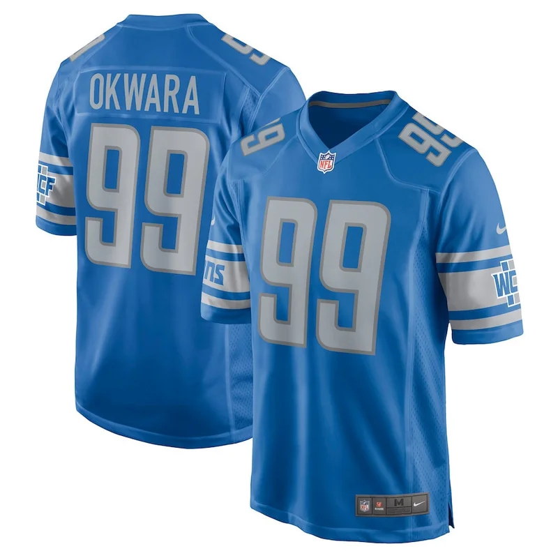 Julian Okwara 99 Detroit Lions Game Jersey - Blue