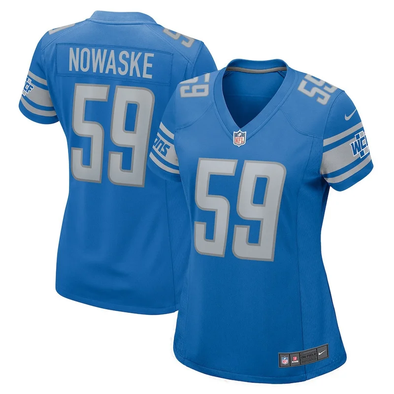 Trevor Nowaske 59 Detroit Lions Jersey Team Game - Blue
