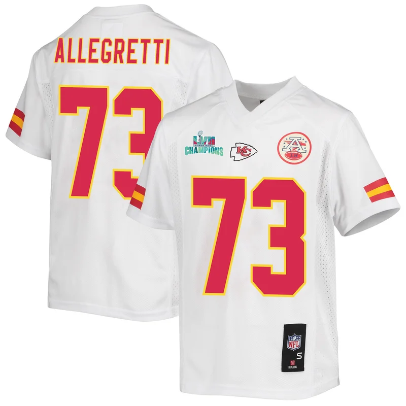 Nick Allegretti 73 Kansas City Chiefs Jersey Super Bowl LVII Champions Game - White