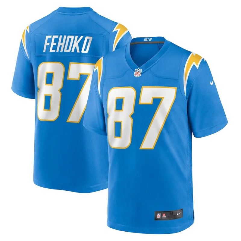 Simi Fehoko 87 Los Angeles Chargers Game Jersey - Powder Blue