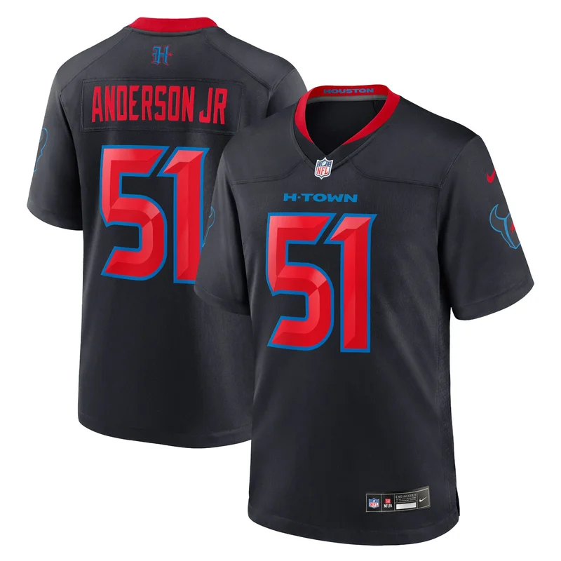 Bruce Hector 65 Houston Texans Game Jersey - Navy - Image 3