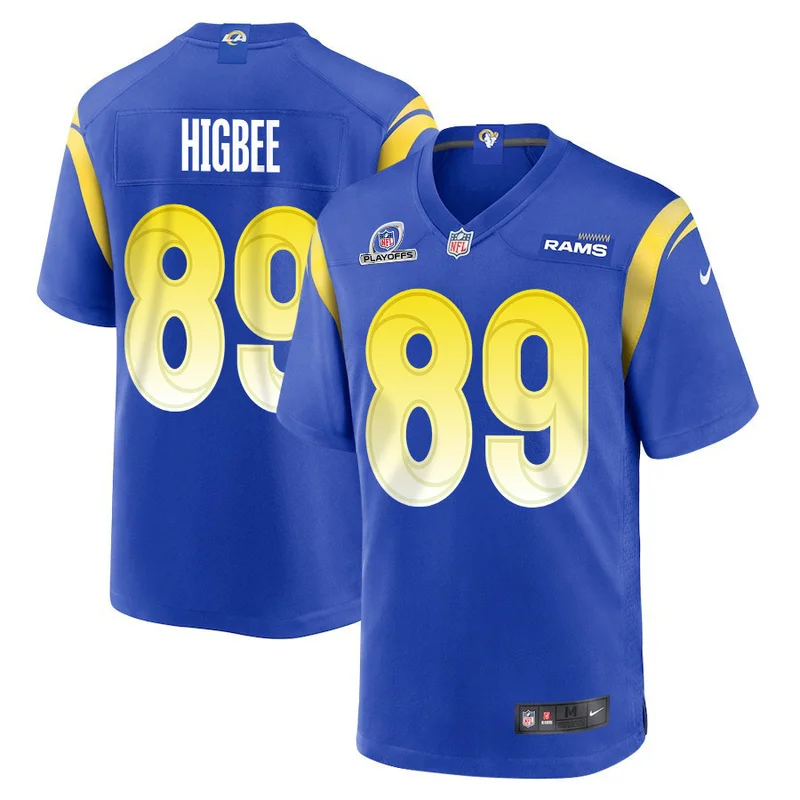 Tyler Higbee 89 Los Angeles Rams Jersey 2023 Playoffs Patch Game - Royal