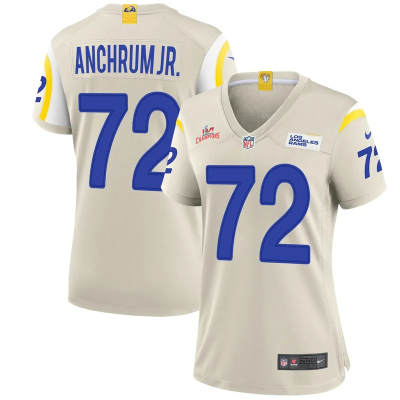Super Bowl LVI Champions Los Angeles Rams Jersey Tremayne Anchrum Jr 72 Bone's
