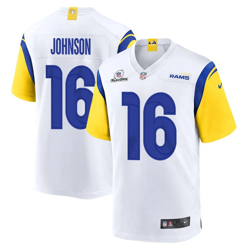 Tyler Higbee 89 Los Angeles Rams Jersey 2023 Playoffs Patch Game - Royal - Image 4