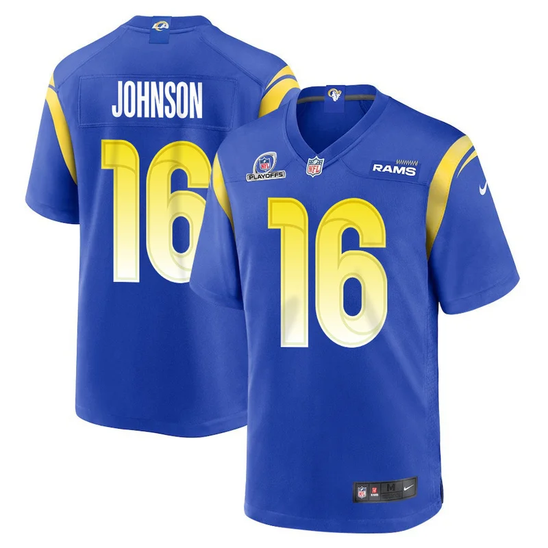 Tyler Higbee 89 Los Angeles Rams Jersey 2023 Playoffs Patch Game - Royal - Image 3