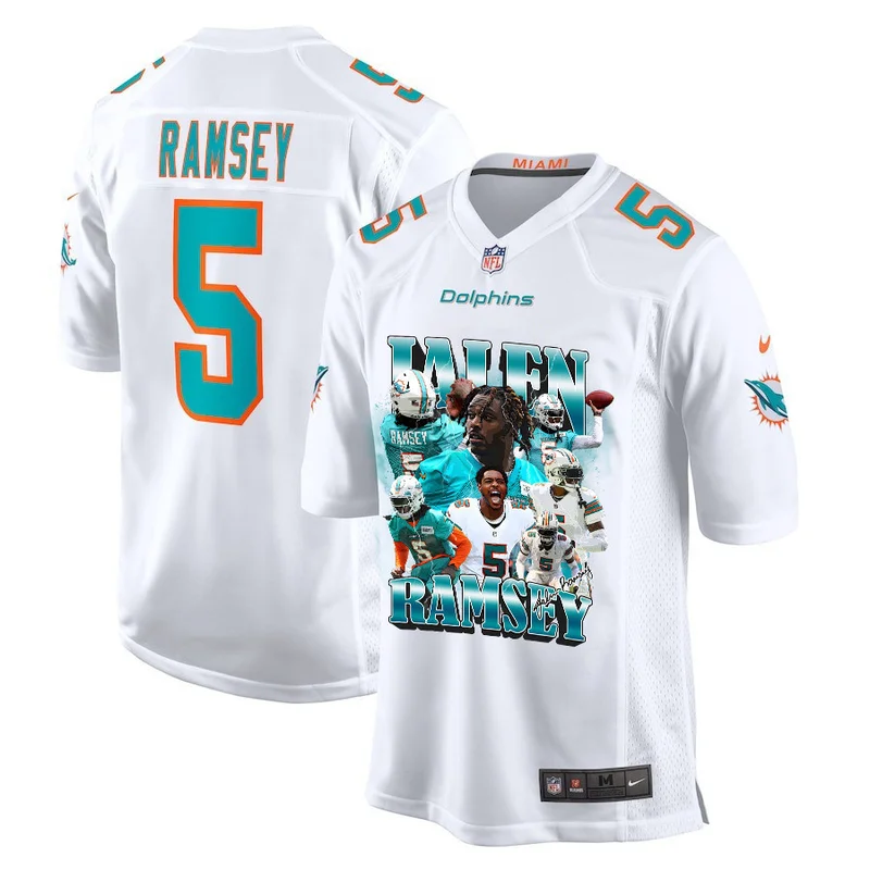 Jalen Ramsey 5 Signed Miami Dolphins Game Jersey - Aqua - Image 2