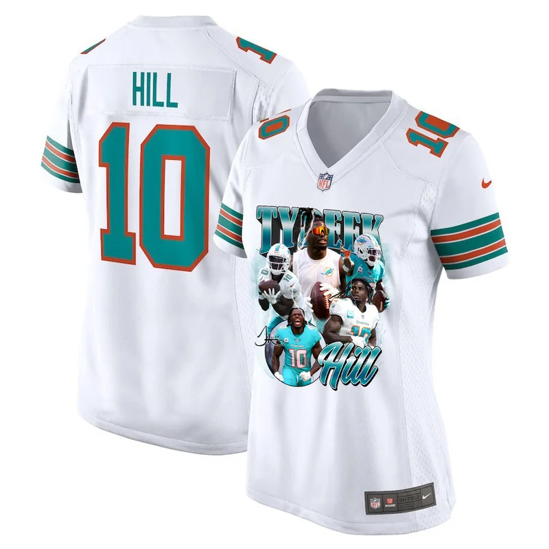 Tyreek Hill 10 Signed Miami Dolphins Jersey Cheetah Alternate Game - White