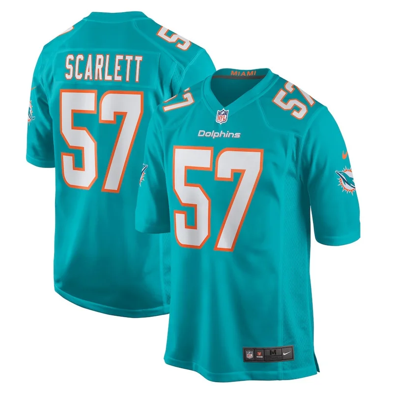 Brennan Scarlett 57 Miami Dolphins Game Jersey - Aqua