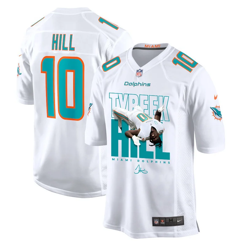 Tyreek Hill 10 Signed Miami Dolphins Jersey Cheetah Game - White V2
