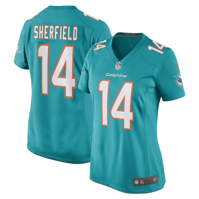 Trent Sherfield 14 Miami Dolphins Game Jersey - Aqua
