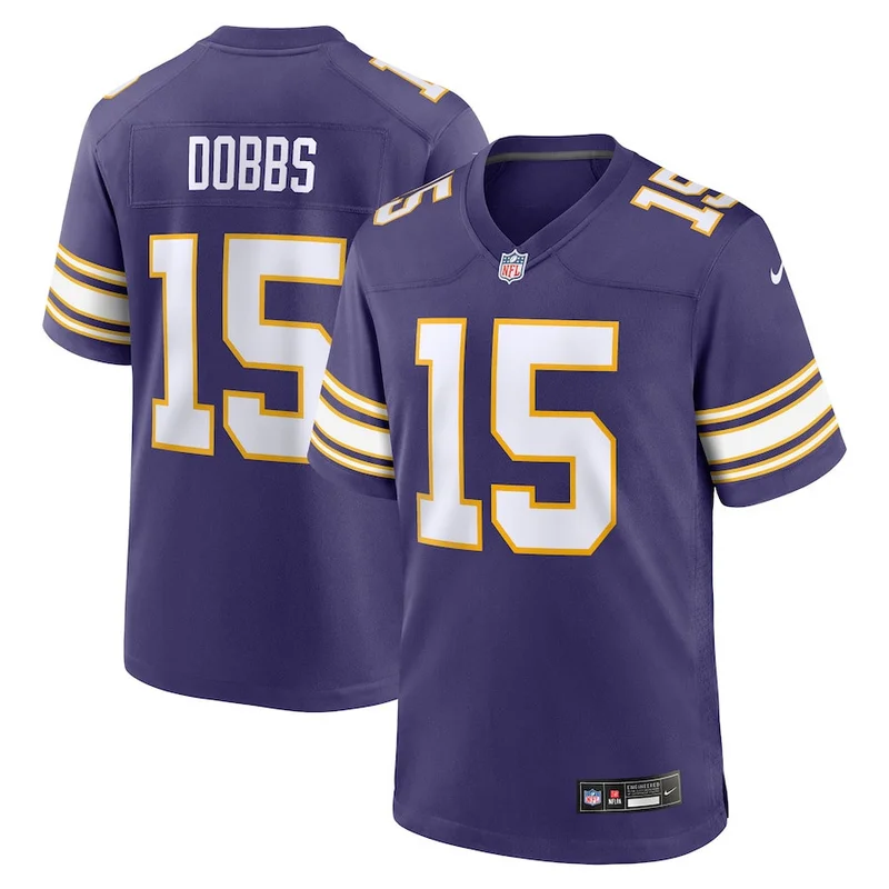 Joshua Dobbs 15 Minnesota Vikings Jersey Alternate Game - Purple