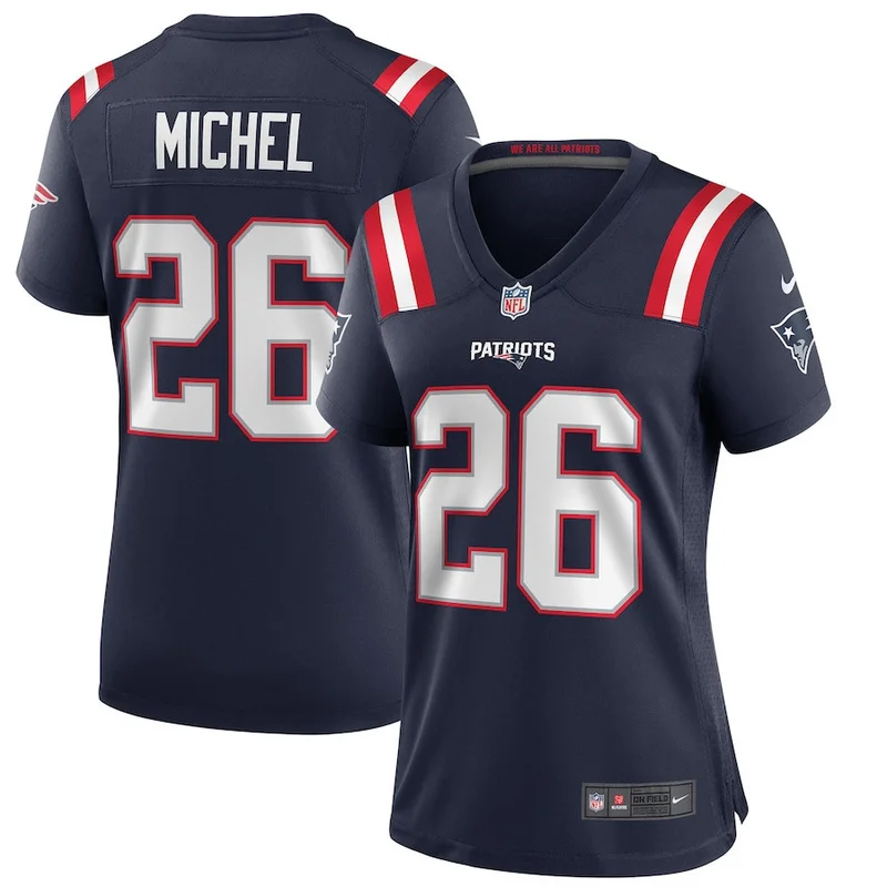 Sony Michel 26 New England Patriots Game Jersey - Navy