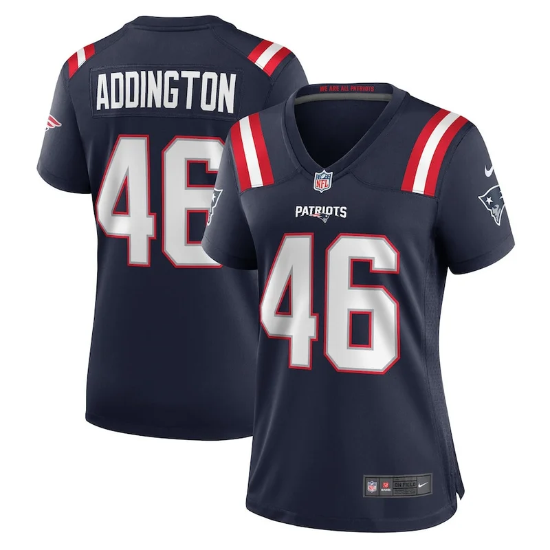 Tucker Addington 46 New England Patriots Jersey Home Game - Navy