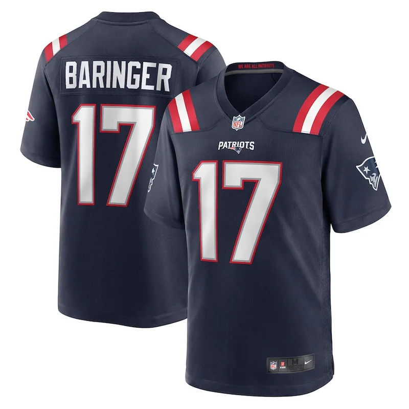 Bryce Baringer 17 New England Patriots Jersey Team Game - Navy