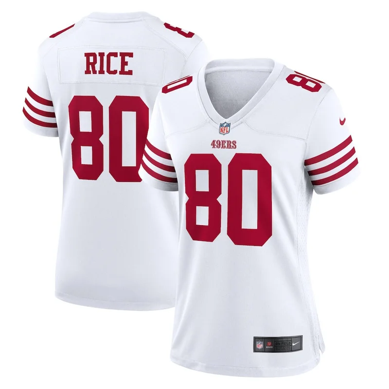 Jerry Rice 80 San Francisco 49ers Jersey Baseball - White - Image 2