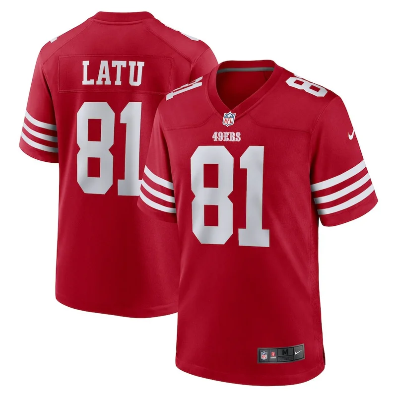 Cameron Latu 81 San Francisco 49ers Jersey Team Game - Scarlet