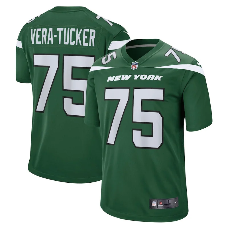 Alijah Vera-Tucker 75 New York Jets Game Jersey - Gotham Green