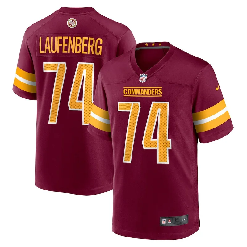 Mason Brooks 64 Washington Commanders Game Jersey - Burgundy - Image 5