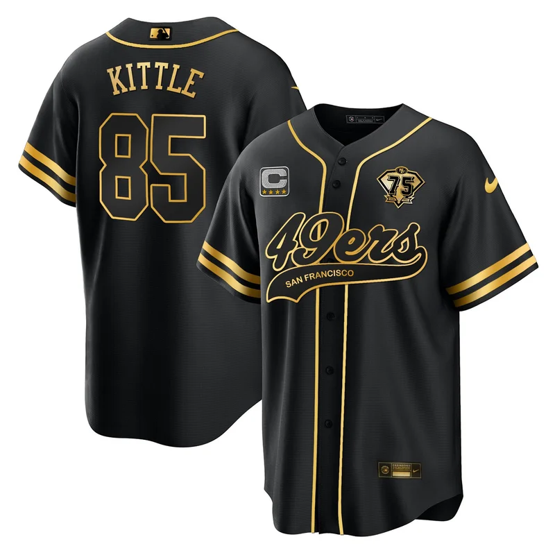 George Kittle 85 San Francisco 49ers Jersey Baseball - Black Gold