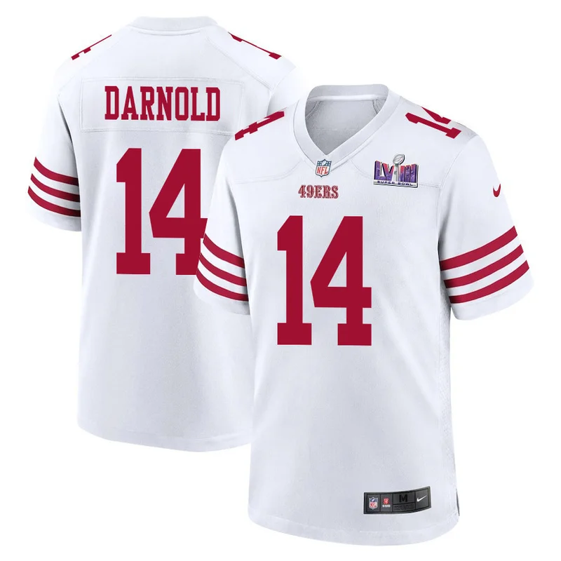 Ross Dwelley 82 San Francisco 49ers Jersey Super Bowl LVIII Patch Game - White - Image 2