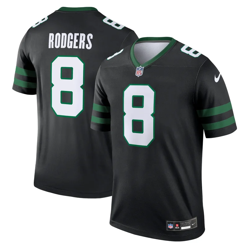 Aaron Rodgers 8 New York Jets Jersey - Black - Image 3