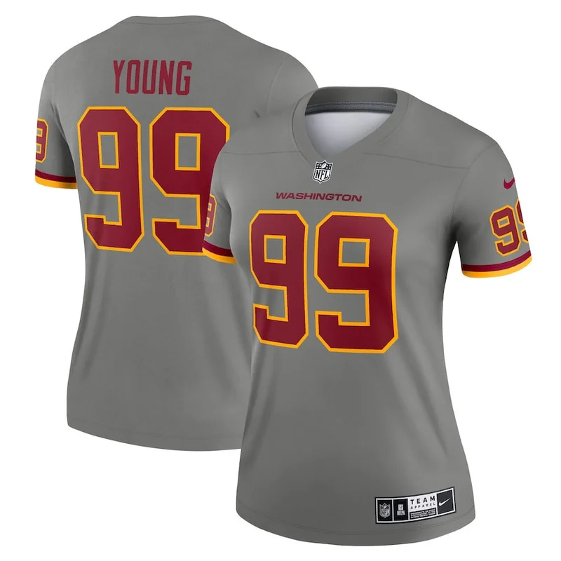 Chase Young 99 Washington Commanders Jersey Football Team Inverted Legend - Gray